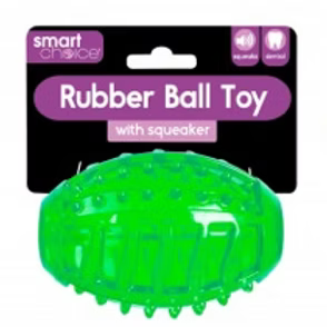 Squeaky Rubber Rugby Dog Toy