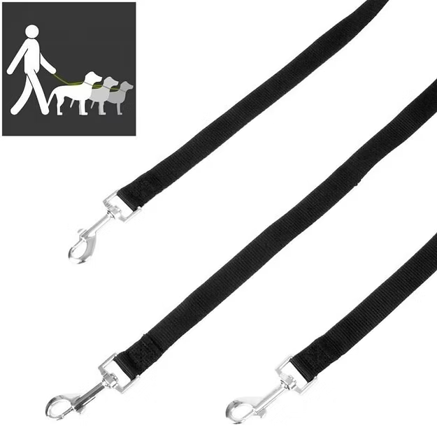 Dog Lead Triple Attachment black for all sizes of dogs, perfect attachments