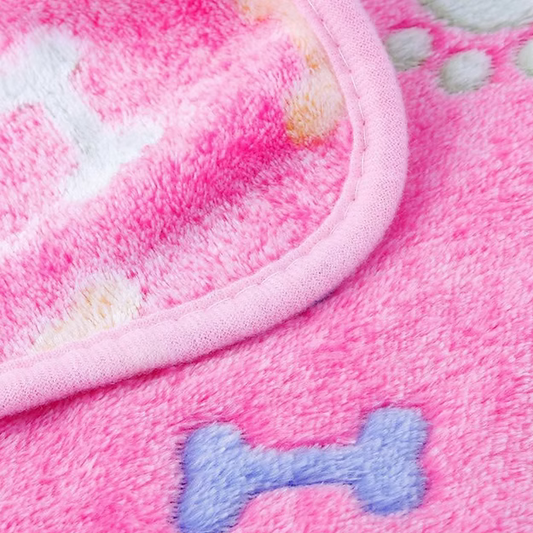 76x52cm Warm Pet Mat Bone Print Cat Dog Puppy Fleece Soft Blanket Bed Cushion