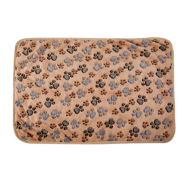 76x52cm Warm Pet Mat Paw Print Cat Dog Puppy Fleece Soft Blanket Bed Cushion