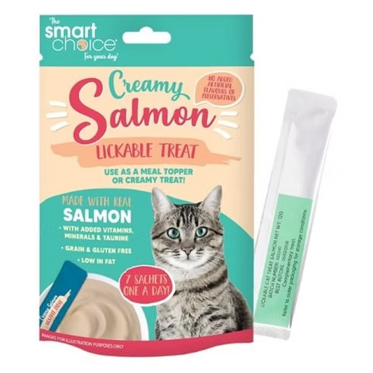 Box of 10 x Smart Choice Creamy Salmon Lick Cat Treat 7 pack