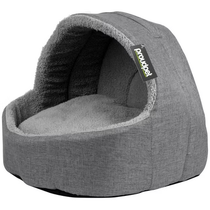 Soft Fleece Cat (Or small dog) Igloo Bed - Grey