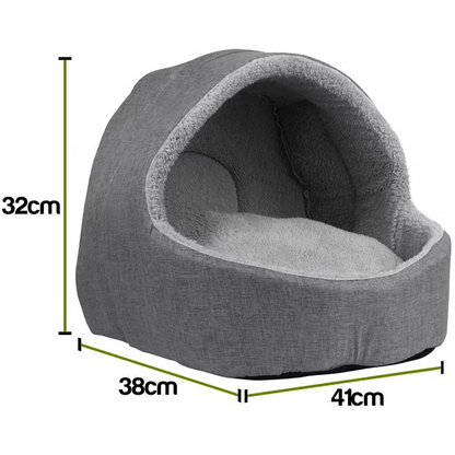 Soft Fleece Cat (Or small dog) Igloo Bed - Grey