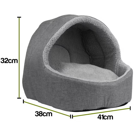 Soft Fleece Cat (Or small dog) Igloo Bed - Grey