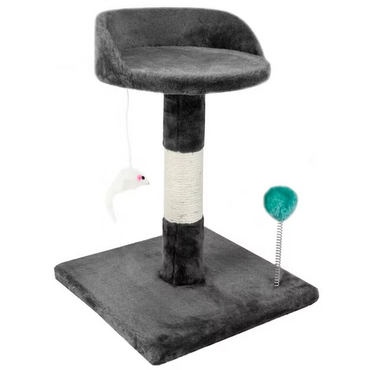 Brown Scratch post with seat and toys!
