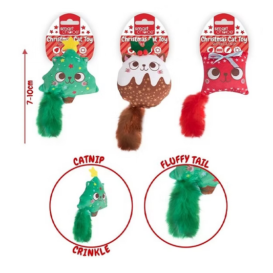 Festive Christmas Catnip Cat Toys with fluffy tail