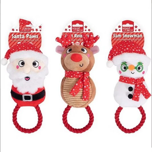 Christmas plush rope Santa, Reindeer or Snowman toy