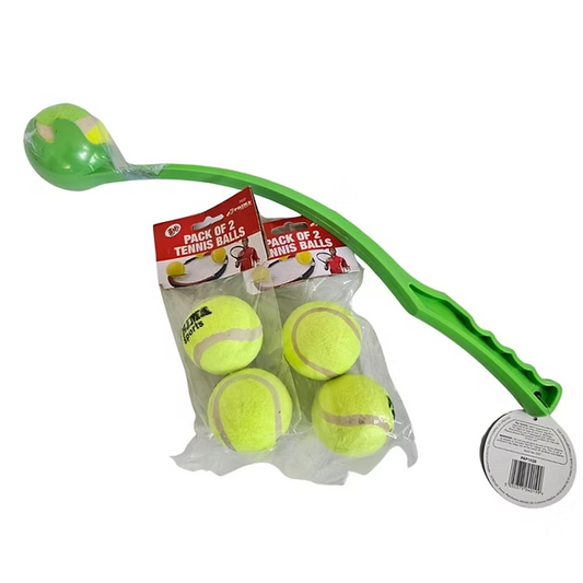 Tennis ball launcher and refill pack