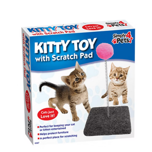 Pet Cat Kitty Toy Scratch Pad with Pompom Ball